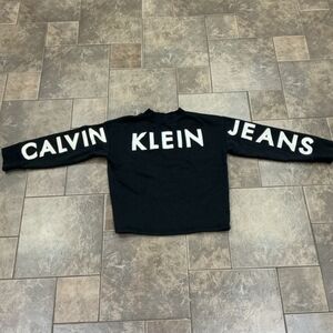 Vintage Calvin Klein Big Spell Logo Sweater Womens Medium Top Shirt Long Sleeve